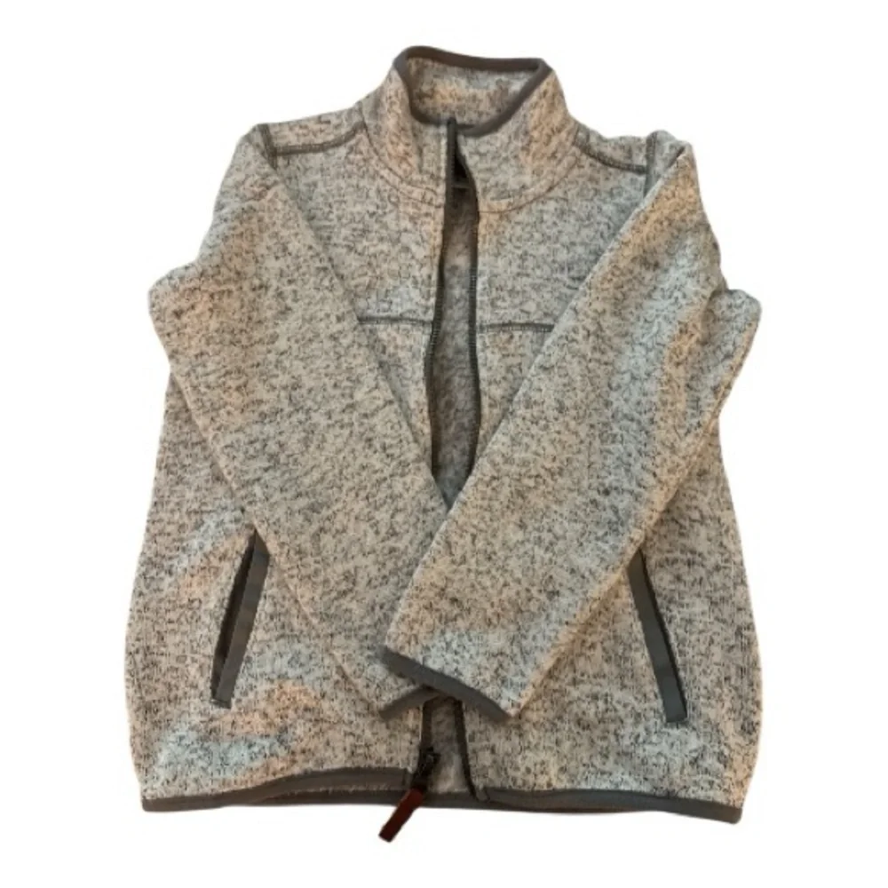 CARTER’S KID boys zipper sweater jacket, size 6, light gray , dark gray flecks.